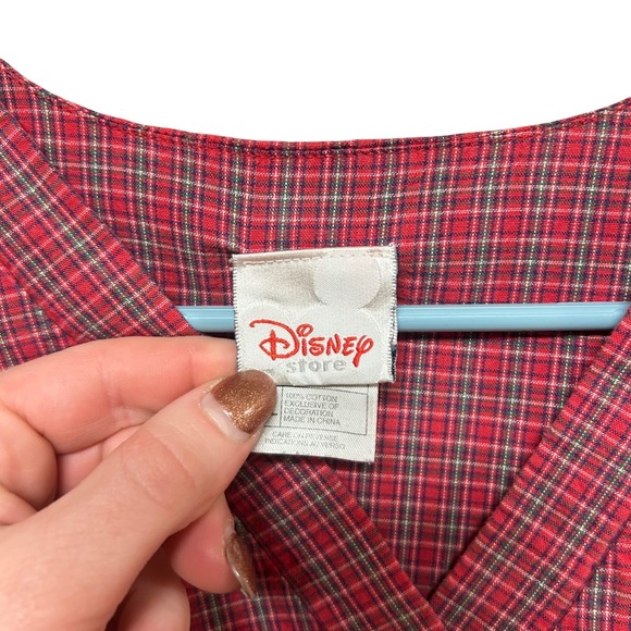 Disney Store Winnie the Pooh Nightshirt L/XL Red Plaid Eeyore Vintage Sleepwear - Picture 3 of 8
